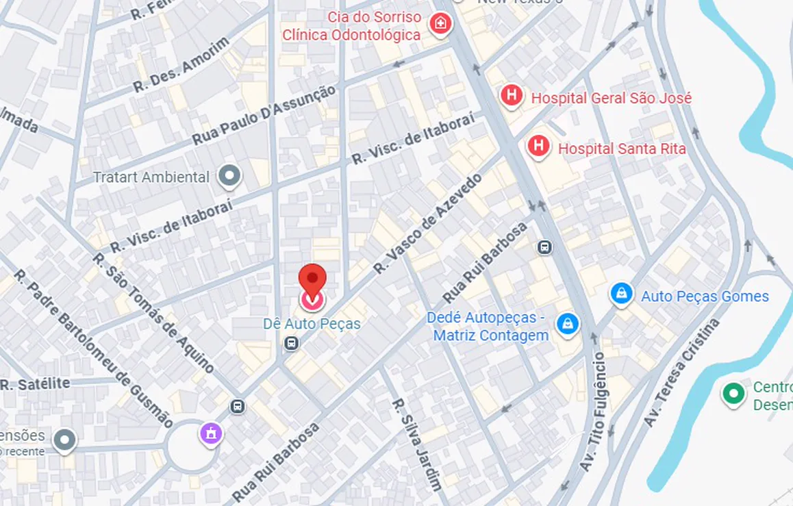 Mapa — Dê Autopeças, Rua Vasco de Azevedo 542, Contagem/MG